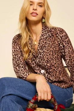 RIXO Maisie Leopard Silk Top^ Tops