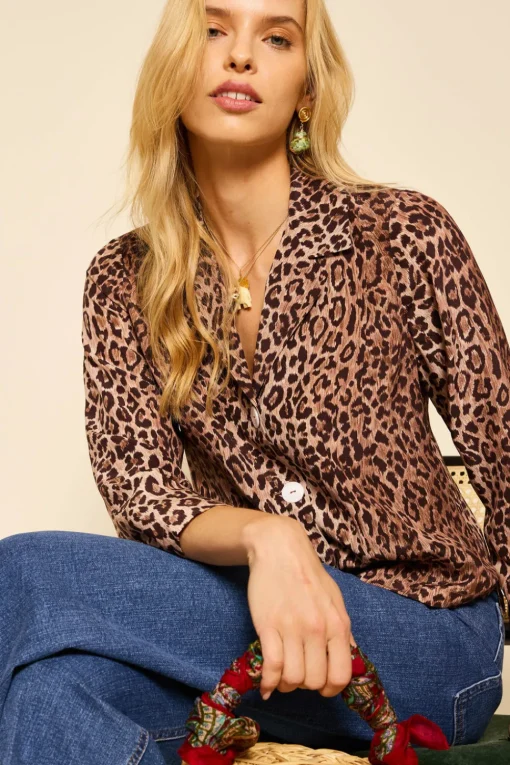 RIXO Maisie Leopard Silk Top^ Tops